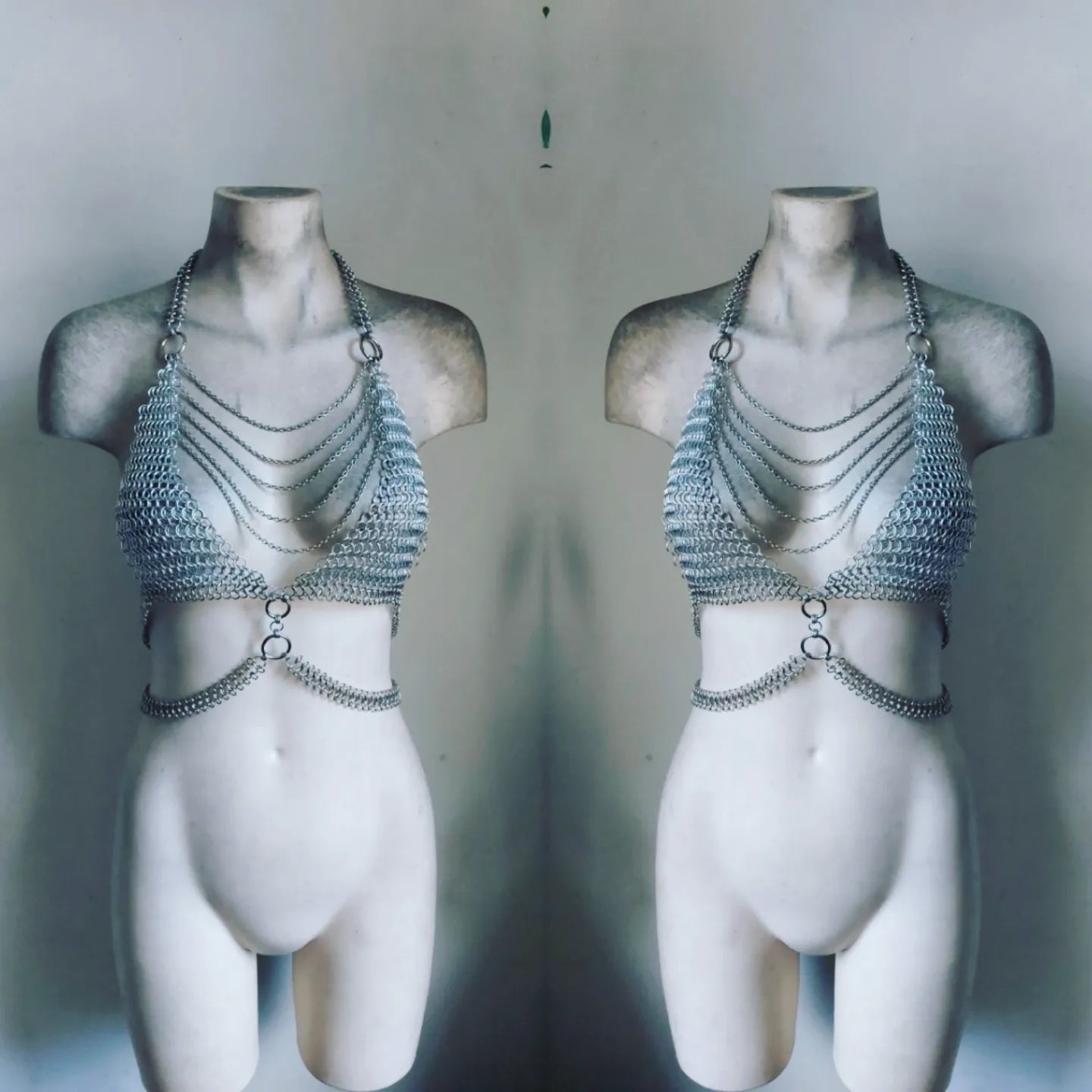  MEDIEVALCRAFTS Two Piece Chainmail Bikini Fancy Lingerie Set  Best 10 mm Bikini Viking Aluminium Intimate Silver Halter Bra & Pantie Set  Intimate Swim : Clothing, Shoes & Jewelry