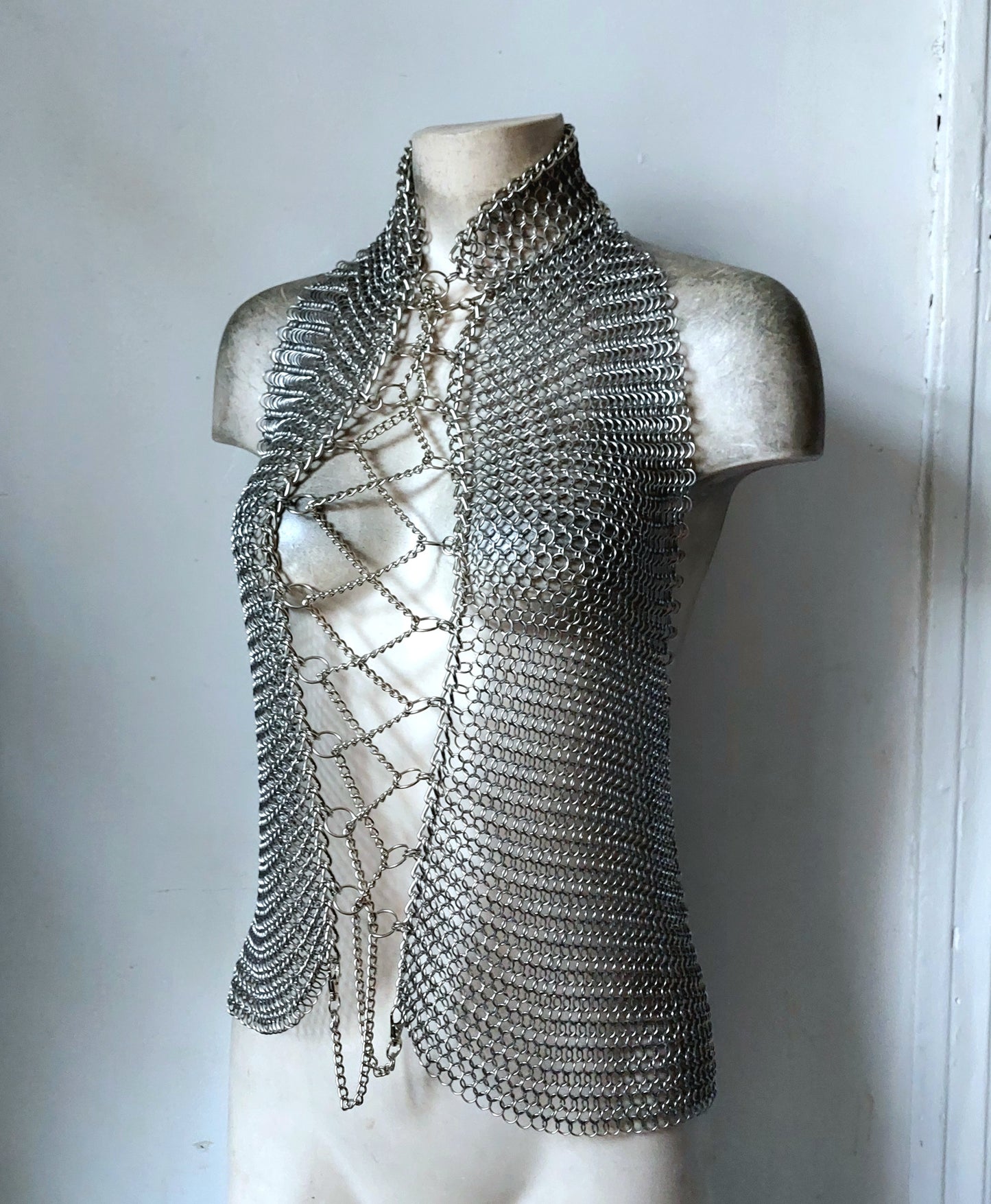 Chainmail Corset High Collared Top