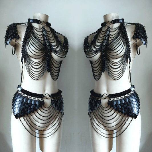 Gothic Aphrodite Made Harness Top & Bottoms