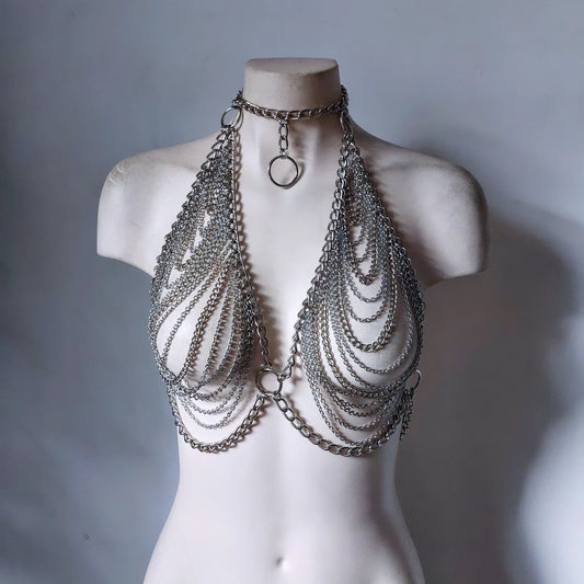 Warrior Draped Chain Harness Bra