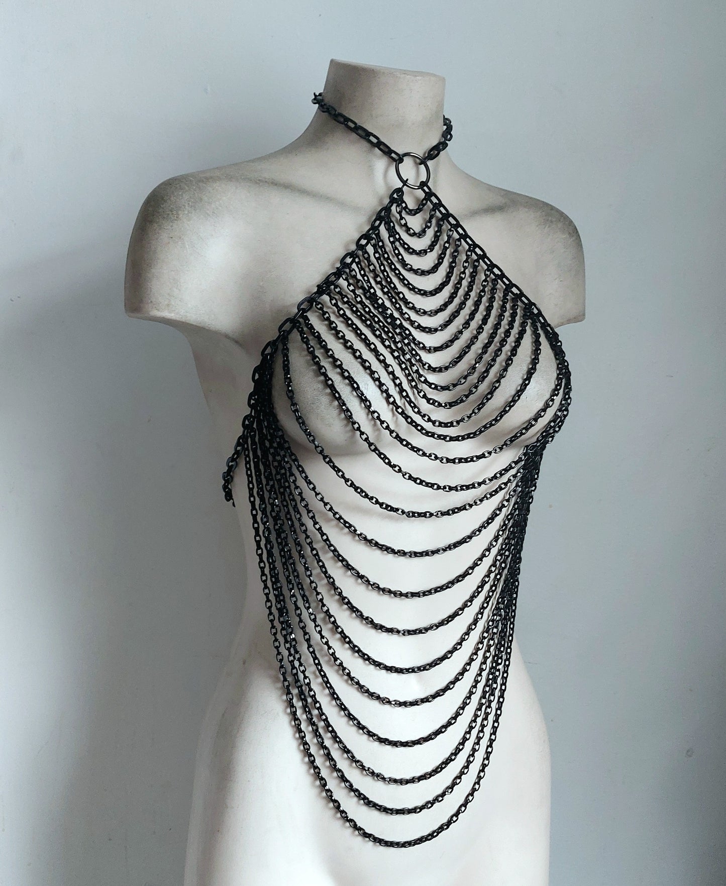 Black Warrior Draped Necklace Chain Harness