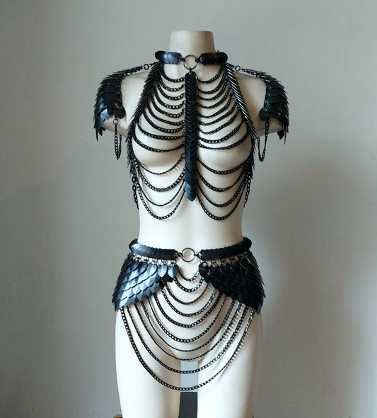 Gothic Aphrodite Made Harness Top & Bottoms